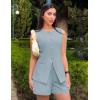 ZESICA Women’s 2026 Summer 2 Piece Short Sets Sleeveless Crew Neck Suit Vest Tops High Waist Shorts Business Outfits(Dustyblue)