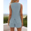 ZESICA Women’s 2026 Summer 2 Piece Short Sets Sleeveless Crew Neck Suit Vest Tops High Waist Shorts Business Outfits(Dustyblue)