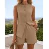 ZESICA Women’s 2026 Summer 2 Piece Short Sets Sleeveless Crew Neck Suit Vest Tops High Waist Shorts Business Outfits(Khaki)