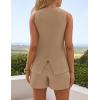 ZESICA Women’s 2026 Summer 2 Piece Short Sets Sleeveless Crew Neck Suit Vest Tops High Waist Shorts Business Outfits(Khaki)