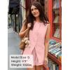 ZESICA Women’s 2026 Summer 2 Piece Short Sets Sleeveless Crew Neck Suit Vest Tops High Waist Shorts Business Outfits(Pink)