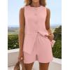 ZESICA Women’s 2026 Summer 2 Piece Short Sets Sleeveless Crew Neck Suit Vest Tops High Waist Shorts Business Outfits(Pink)