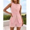 ZESICA Women’s 2026 Summer 2 Piece Short Sets Sleeveless Crew Neck Suit Vest Tops High Waist Shorts Business Outfits(Pink)