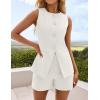 ZESICA Women’s 2026 Summer 2 Piece Short Sets Sleeveless Crew Neck Suit Vest Tops High Waist Shorts Business Outfits(White)