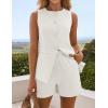 ZESICA Women’s 2026 Summer 2 Piece Short Sets Sleeveless Crew Neck Suit Vest Tops High Waist Shorts Business Outfits(White)