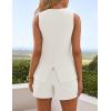 ZESICA Women’s 2026 Summer 2 Piece Short Sets Sleeveless Crew Neck Suit Vest Tops High Waist Shorts Business Outfits(White)
