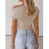ZESICA Women’s 2026 Summer Off Shoulder Tops Going Out Sexy Y2k Shirts Spring Cap Sleeve Ruched Asymmetrical Blouses(Apricot)