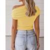 ZESICA Women’s 2026 Summer Off Shoulder Tops Going Out Sexy Y2k Shirts Spring Cap Sleeve Ruched Asymmetrical Blouses(Butter Yellow)