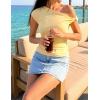 ZESICA Women’s 2026 Summer Off Shoulder Tops Going Out Sexy Y2k Shirts Spring Cap Sleeve Ruched Asymmetrical Blouses(Butter Yellow)