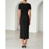 ZESICA Women’s 2026 Summer Short Sleeve Bodycon Midi Dress Crewneck Ruched Split Wedding Guest Cocktail Wrap Dresses(Black)