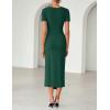 ZESICA Women’s 2026 Summer Short Sleeve Bodycon Midi Dress Crewneck Ruched Split Wedding Guest Cocktail Wrap Dresses(Green)