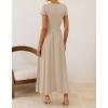 ZESICA Women’s 2026 Summer Short Sleeve Maxi Dresses Twist Front Wedding Guest Cocktail Flowy A Line Long Dress(Apricot)