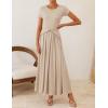 ZESICA Women’s 2026 Summer Short Sleeve Maxi Dresses Twist Front Wedding Guest Cocktail Flowy A Line Long Dress(Apricot)