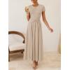 ZESICA Women’s 2026 Summer Short Sleeve Maxi Dresses Twist Front Wedding Guest Cocktail Flowy A Line Long Dress(Apricot)