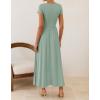 ZESICA Women’s 2026 Summer Short Sleeve Maxi Dresses Twist Front Wedding Guest Cocktail Flowy A Line Long Dress(Beangreen)