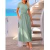 ZESICA Women’s 2026 Summer Short Sleeve Maxi Dresses Twist Front Wedding Guest Cocktail Flowy A Line Long Dress(Beangreen)