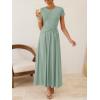ZESICA Women’s 2026 Summer Short Sleeve Maxi Dresses Twist Front Wedding Guest Cocktail Flowy A Line Long Dress(Beangreen)