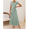 ZESICA Women’s 2026 Summer Short Sleeve Maxi Dresses Twist Front Wedding Guest Cocktail Flowy A Line Long Dress(Beangreen)