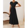 ZESICA Women’s 2026 Summer Short Sleeve Maxi Dresses Twist Front Wedding Guest Cocktail Flowy A Line Long Dress(Black)