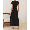 ZESICA Women’s 2026 Summer Short Sleeve Maxi Dresses Twist Front Wedding Guest Cocktail Flowy A Line Long Dress(Black)