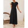 ZESICA Women’s 2026 Summer Short Sleeve Maxi Dresses Twist Front Wedding Guest Cocktail Flowy A Line Long Dress(Black)