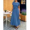 ZESICA Women’s 2026 Summer Short Sleeve Maxi Dresses Twist Front Wedding Guest Cocktail Flowy A Line Long Dress(Blue)