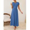 ZESICA Women’s 2026 Summer Short Sleeve Maxi Dresses Twist Front Wedding Guest Cocktail Flowy A Line Long Dress(Blue)