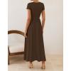 ZESICA Women’s 2026 Summer Short Sleeve Maxi Dresses Twist Front Wedding Guest Cocktail Flowy A Line Long Dress(Brown)