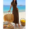 ZESICA Women’s 2026 Summer Short Sleeve Maxi Dresses Twist Front Wedding Guest Cocktail Flowy A Line Long Dress(Brown)