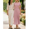 ZESICA Women’s 2026 Summer Short Sleeve Maxi Dresses Twist Front Wedding Guest Cocktail Flowy A Line Long Dress(Pink)