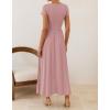 ZESICA Women’s 2026 Summer Short Sleeve Maxi Dresses Twist Front Wedding Guest Cocktail Flowy A Line Long Dress(Pink)