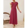 ZESICA Women’s 2026 Summer Short Sleeve Maxi Dresses Twist Front Wedding Guest Cocktail Flowy A Line Long Dress(Roseberry)