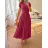 ZESICA Women’s 2026 Summer Short Sleeve Maxi Dresses Twist Front Wedding Guest Cocktail Flowy A Line Long Dress(Roseberry)
