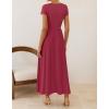 ZESICA Women’s 2026 Summer Short Sleeve Maxi Dresses Twist Front Wedding Guest Cocktail Flowy A Line Long Dress(Roseberry)