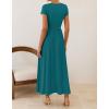 ZESICA Women’s 2026 Summer Short Sleeve Maxi Dresses Twist Front Wedding Guest Cocktail Flowy A Line Long Dress(Teal)