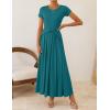 ZESICA Women’s 2026 Summer Short Sleeve Maxi Dresses Twist Front Wedding Guest Cocktail Flowy A Line Long Dress(Teal)