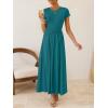 ZESICA Women’s 2026 Summer Short Sleeve Maxi Dresses Twist Front Wedding Guest Cocktail Flowy A Line Long Dress(Teal)