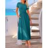 ZESICA Women’s 2026 Summer Short Sleeve Maxi Dresses Twist Front Wedding Guest Cocktail Flowy A Line Long Dress(Teal)