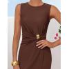 ZESICA Women’s 2026 Summer Sleeveless Bodycon Mini Dress Casual Elegant Work Formal Cocktail Party Short Dresses(Brown)
