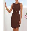 ZESICA Women’s 2026 Summer Sleeveless Bodycon Mini Dress Casual Elegant Work Formal Cocktail Party Short Dresses(Brown)