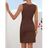 ZESICA Women’s 2026 Summer Sleeveless Bodycon Mini Dress Casual Elegant Work Formal Cocktail Party Short Dresses(Brown)