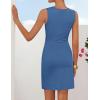 ZESICA Women’s 2026 Summer Sleeveless Bodycon Mini Dress Casual Elegant Work Formal Cocktail Party Short Dresses(Dusty Blue)
