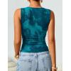 ZESICA Women’s 2026 Summer Sleeveless Floral Tank Tops Mesh Y2K Crop Going Out Outfits Beach Vacation Trendy Clothes(Blue)