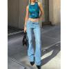 ZESICA Women’s 2026 Summer Sleeveless Floral Tank Tops Mesh Y2K Crop Going Out Outfits Beach Vacation Trendy Clothes(Blue)