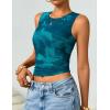 ZESICA Women’s 2026 Summer Sleeveless Floral Tank Tops Mesh Y2K Crop Going Out Outfits Beach Vacation Trendy Clothes(Blue)
