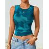 ZESICA Women’s 2026 Summer Sleeveless Floral Tank Tops Mesh Y2K Crop Going Out Outfits Beach Vacation Trendy Clothes(Blue)