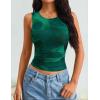 ZESICA Women’s 2026 Summer Sleeveless Floral Tank Tops Mesh Y2K Crop Going Out Outfits Beach Vacation Trendy Clothes(Green)