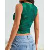 ZESICA Women’s 2026 Summer Sleeveless Floral Tank Tops Mesh Y2K Crop Going Out Outfits Beach Vacation Trendy Clothes(Green)