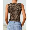 ZESICA Women’s 2026 Summer Sleeveless Floral Tank Tops Mesh Y2K Crop Going Out Outfits Beach Vacation Trendy Clothes(Leopard)