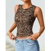 ZESICA Women’s 2026 Summer Sleeveless Floral Tank Tops Mesh Y2K Crop Going Out Outfits Beach Vacation Trendy Clothes(Leopard)